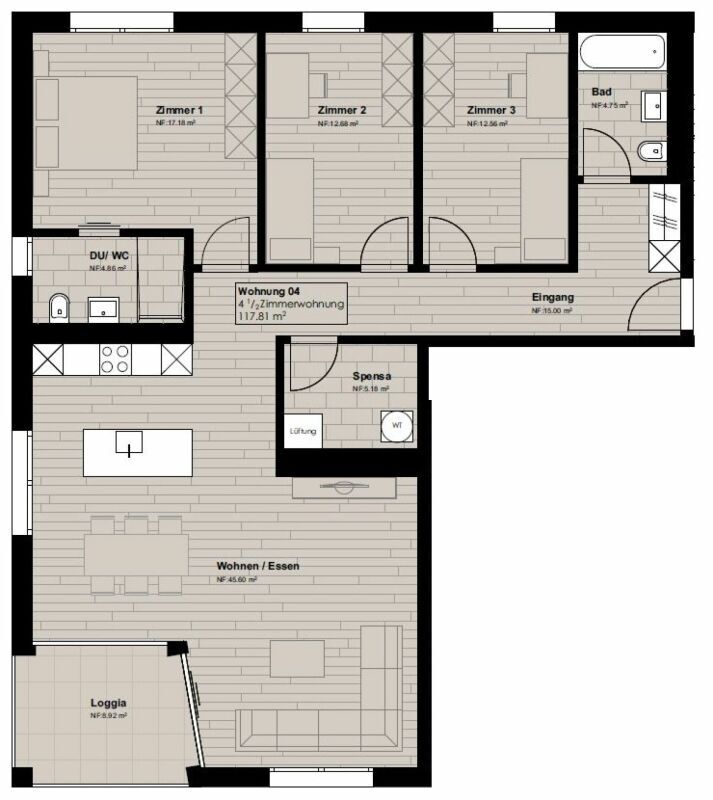 moderne 4.5-Zi. Wohnung im Grünen